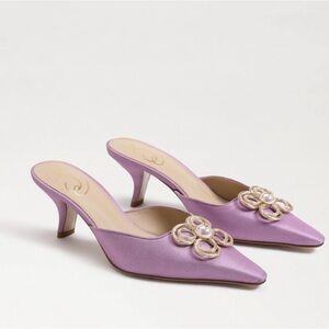 Sam Edelman Brit Luster Kitten Heel Mules Purple
